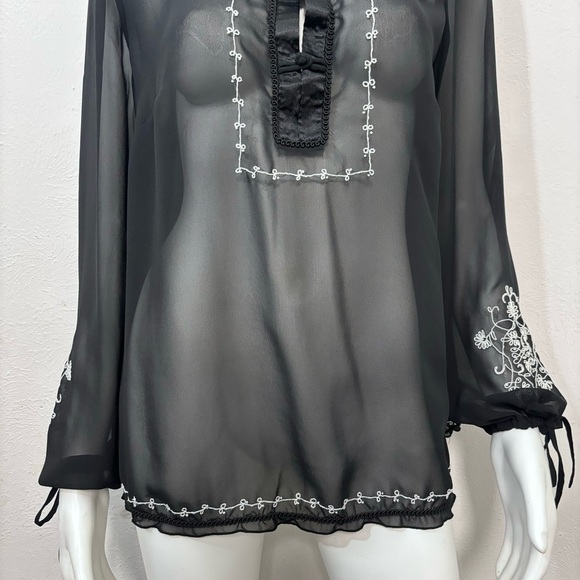 Lane Bryant Womens Sheer Black Shirt Tunic Top Blouse Vneck Plus Sz 14/16 - Picture 3 of 6